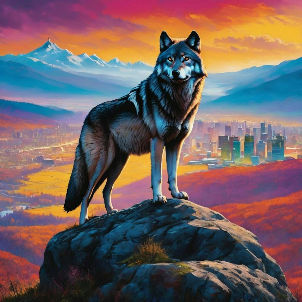 Wolf auf einem Hügel