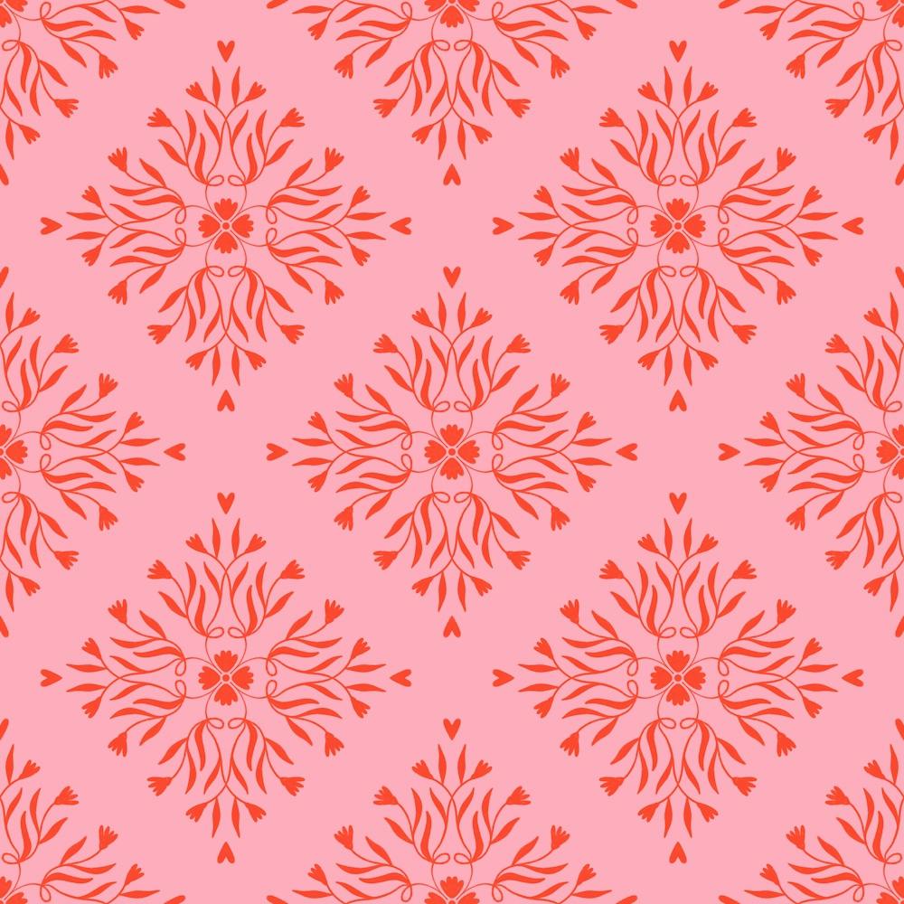 Floral Squares pink and orange