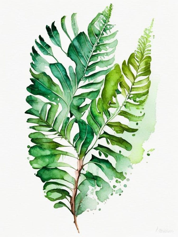 Five Finger Fern Watercolour