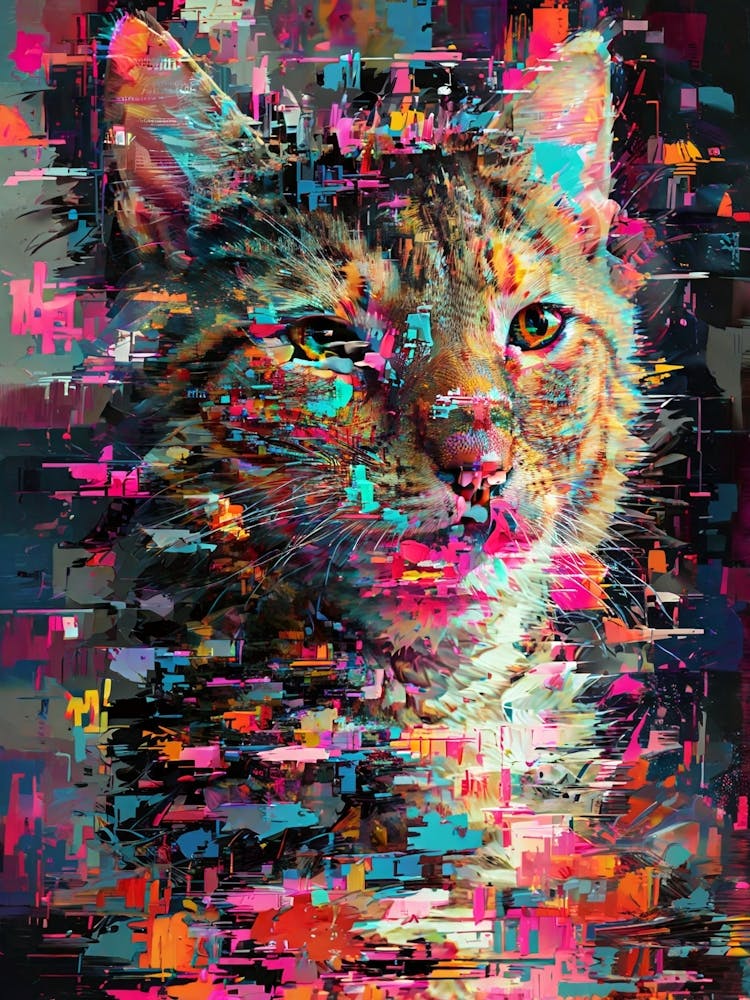 Abstract Cat Painting