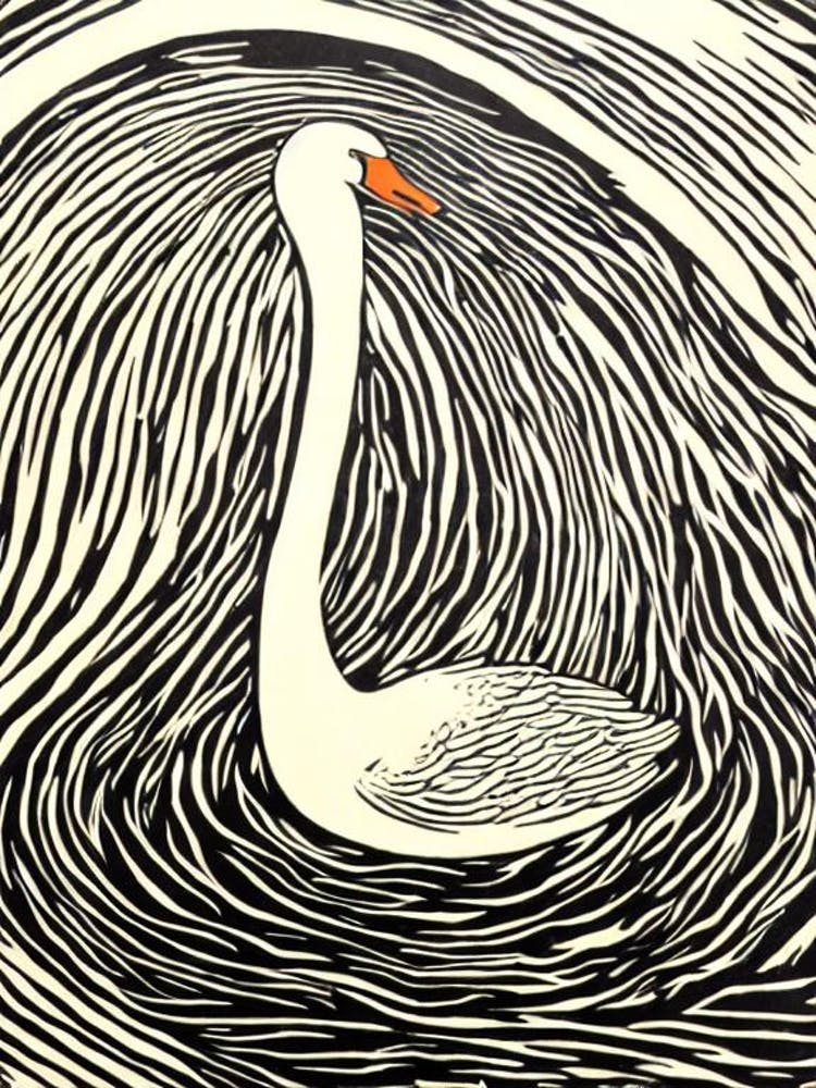 Swan Linocut Bird