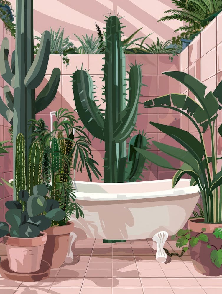 Bathroom With Cactus