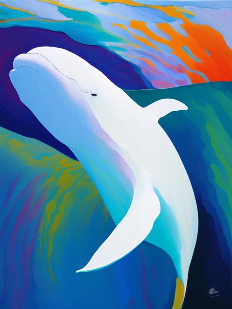 Beluga Whale Brushstroke Painting