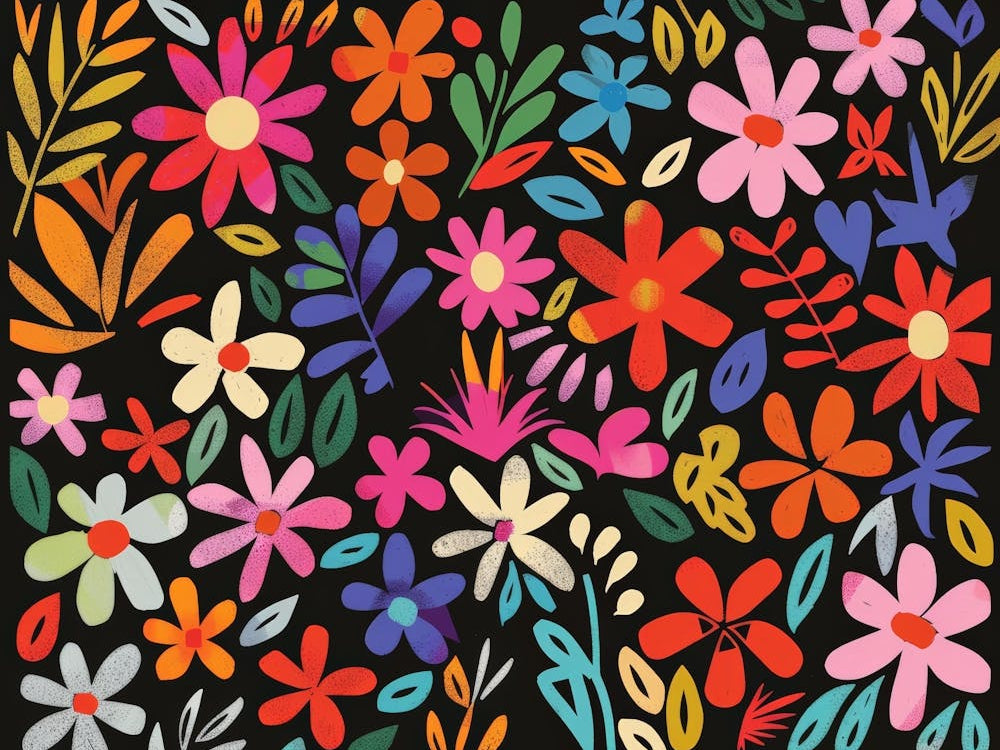 Flowers On A Black Background 2