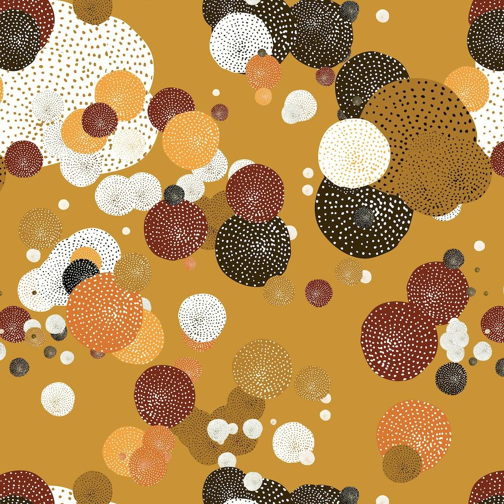 Oriental Circle Textures Mustard 2 Square