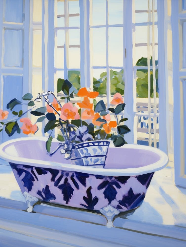 A Bathtube Full Of Pansy In A Bathroom 1