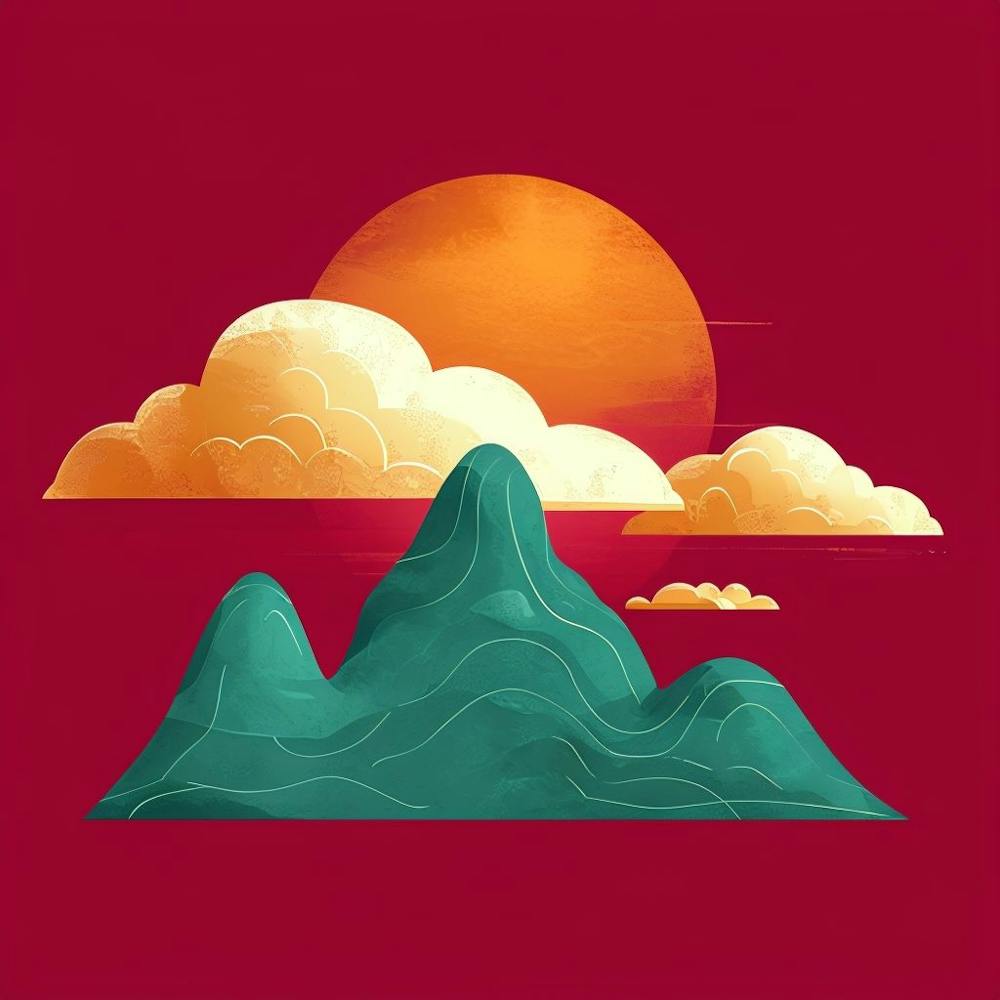 Berge und Wolken