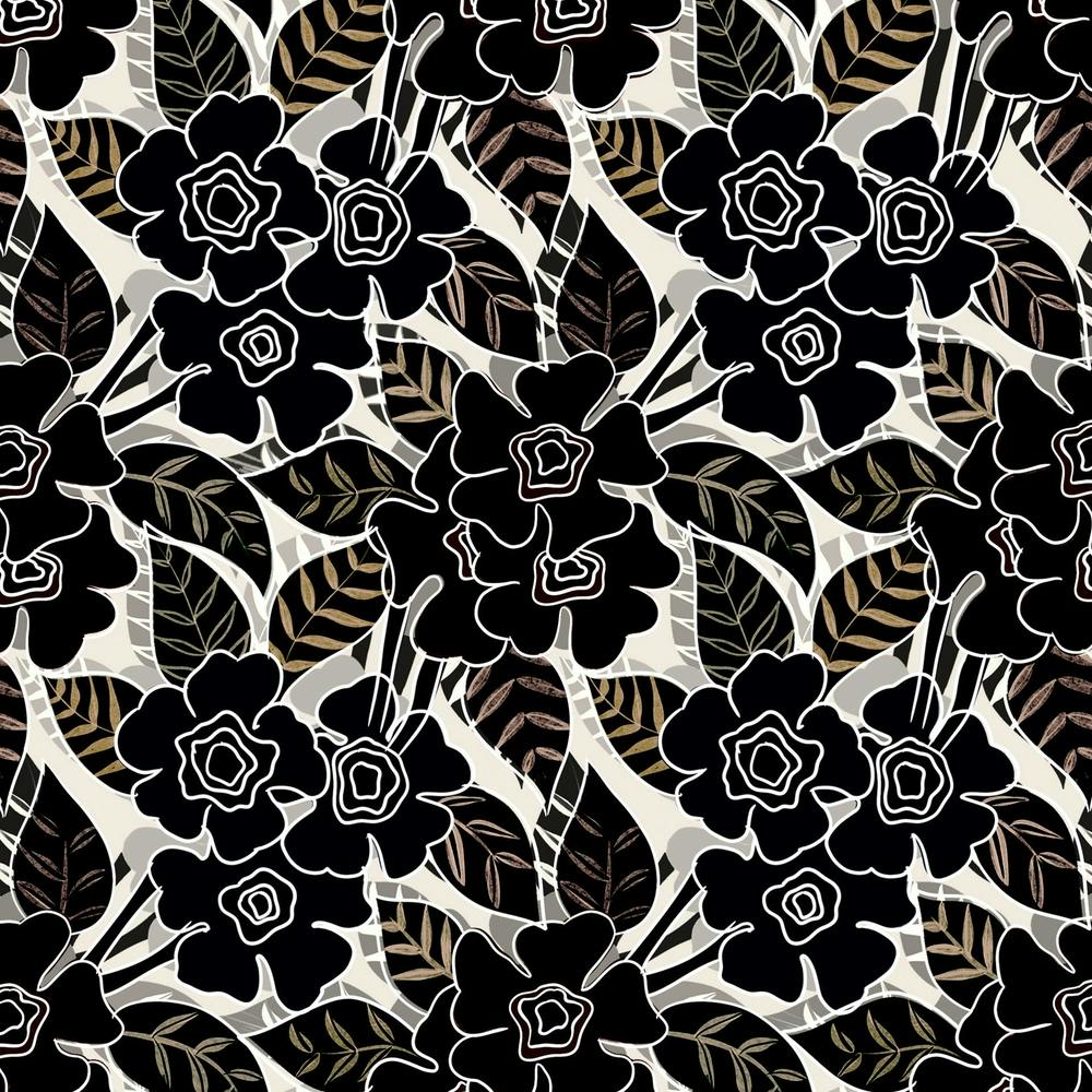 Schwarz-Weißes Blumenmuster