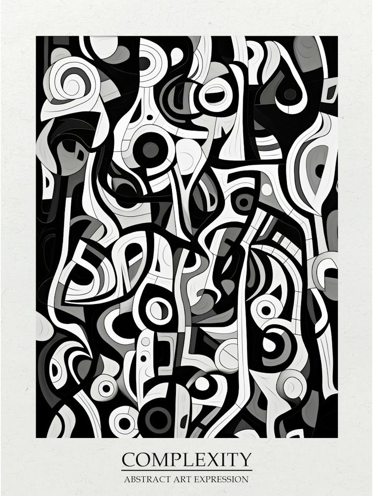Complexité Abstrait Noir et Blanc 2 Affiche