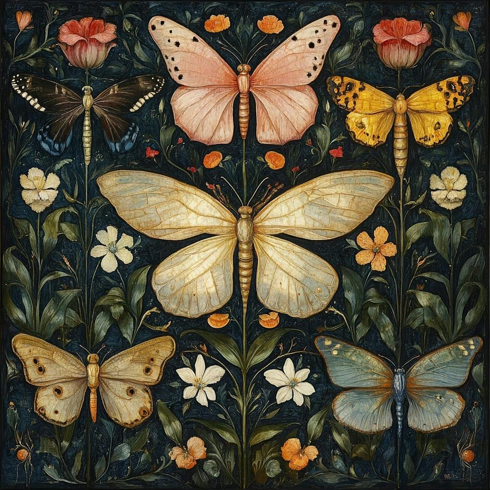 Butterflies And Flowers Art 1
