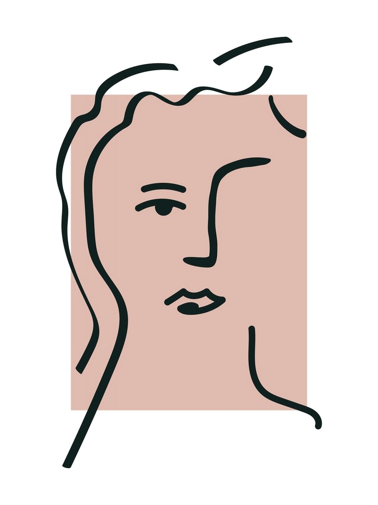 Line Art Pink Matisse Inspired Face