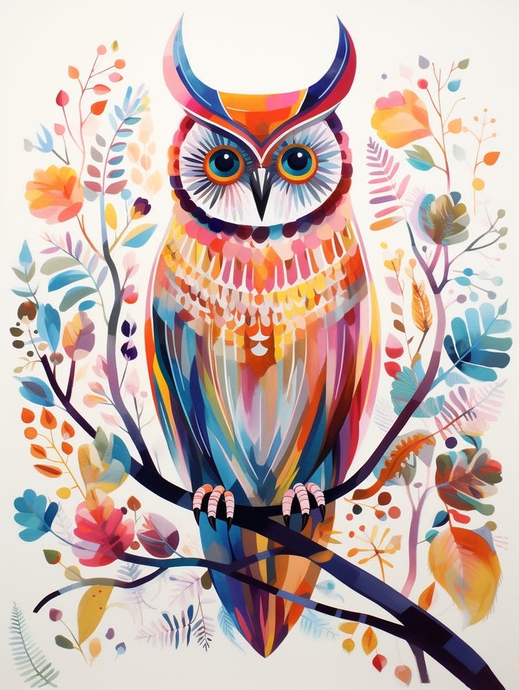 Bird Painting Collage Owl 3