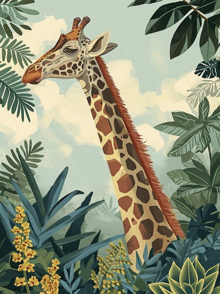 Giraffes Looking Over The Leaves 3