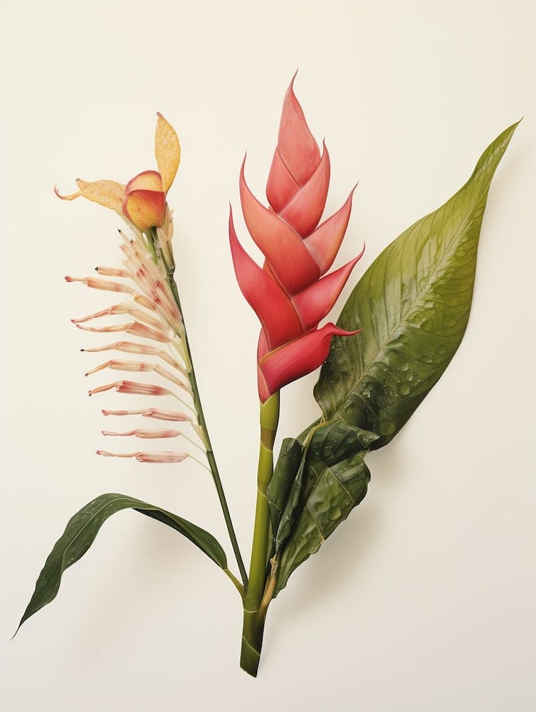 Pressed Flower Botanical Art Heliconia 1