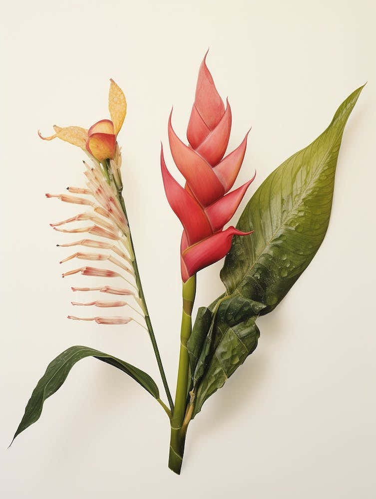 Pressed Flower Botanical Art Heliconia 1