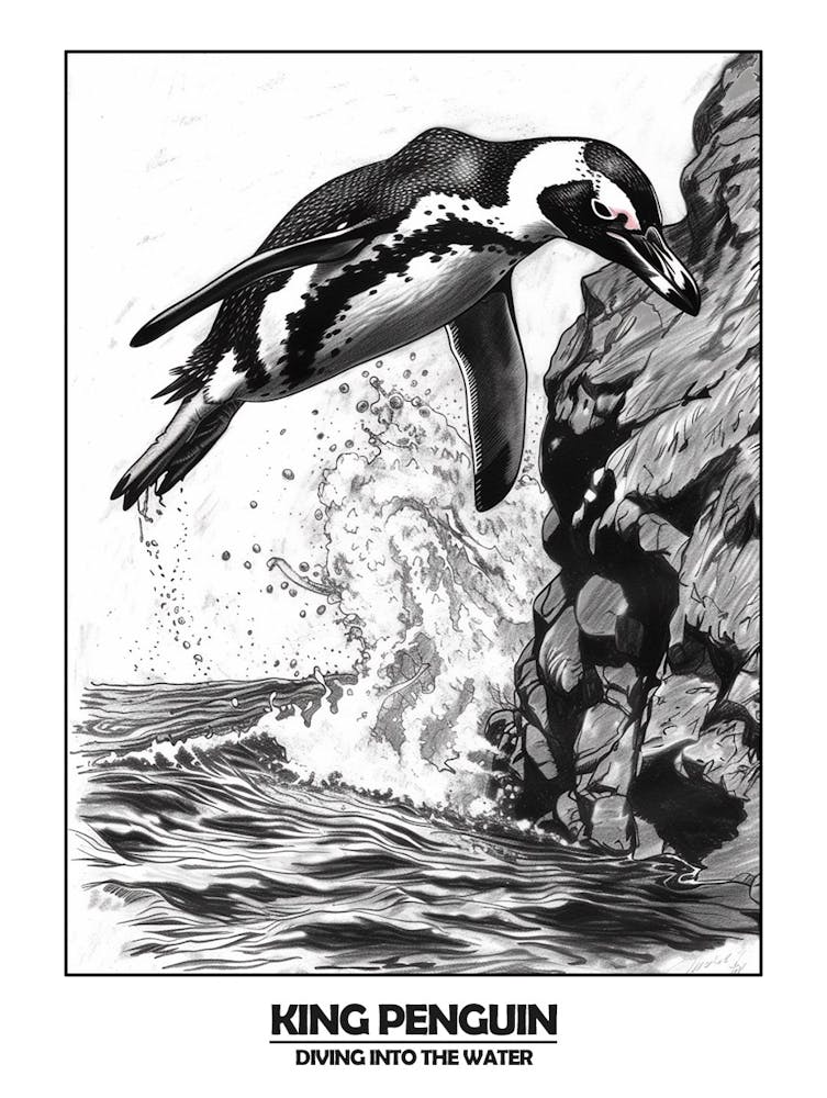 Penguin Diving Into The Water Poster 10