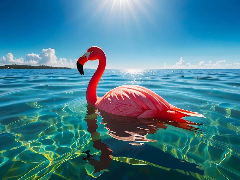 Pink Flamingo Under The Sky