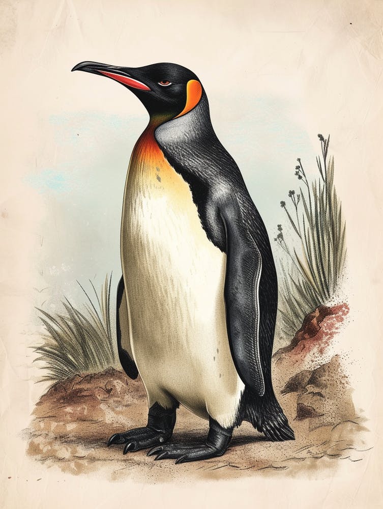 Adlie Penguin Robben Island Vintage Botanical Painting 2