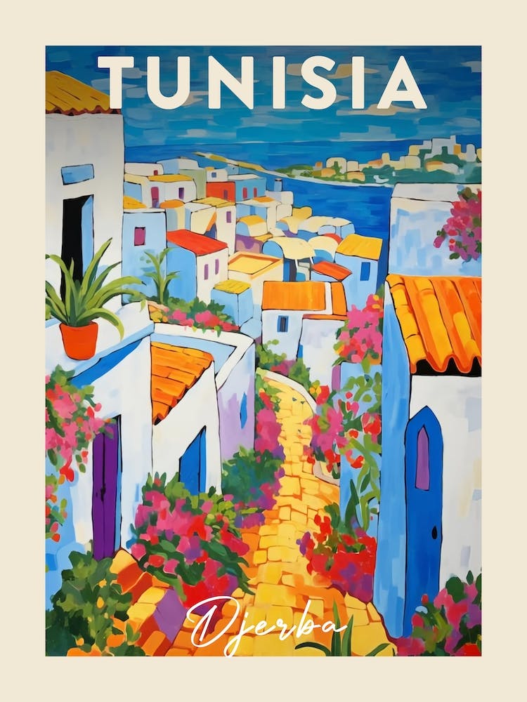 Djerba Tunisia 1 Fauvist Painting  Travel Poster