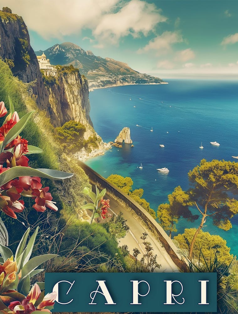 Capri, Italy Italia Coast Vintage Travel