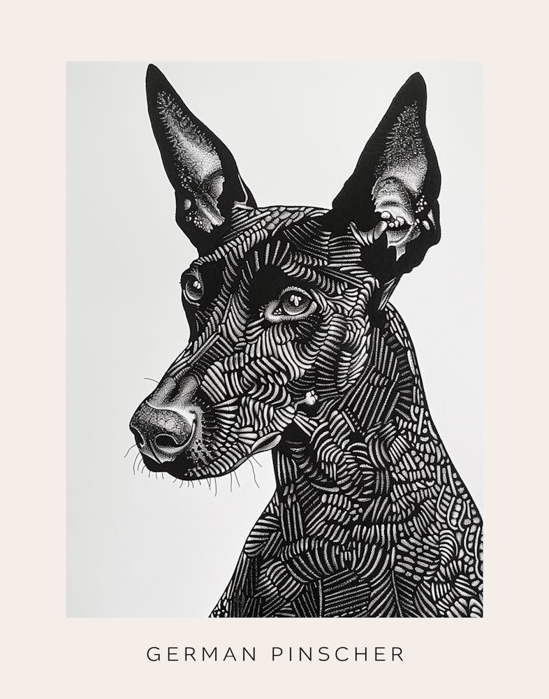 German Pinscher Dog Line Art 1 Poster