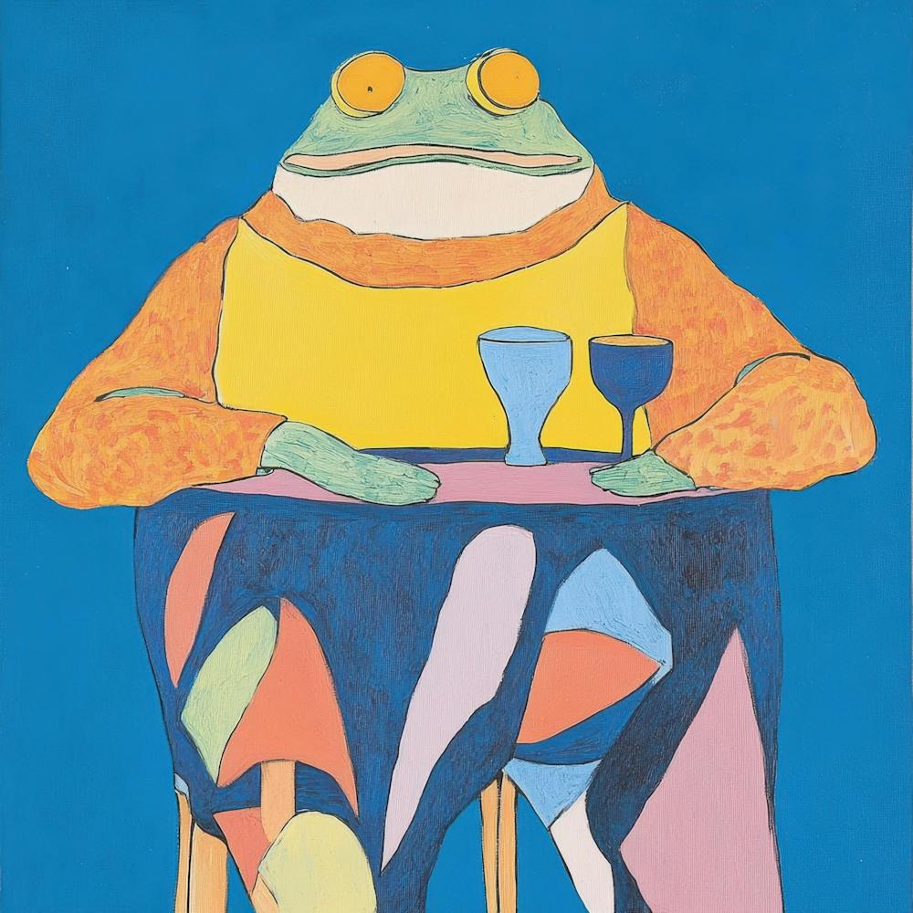 Frosch am Tisch