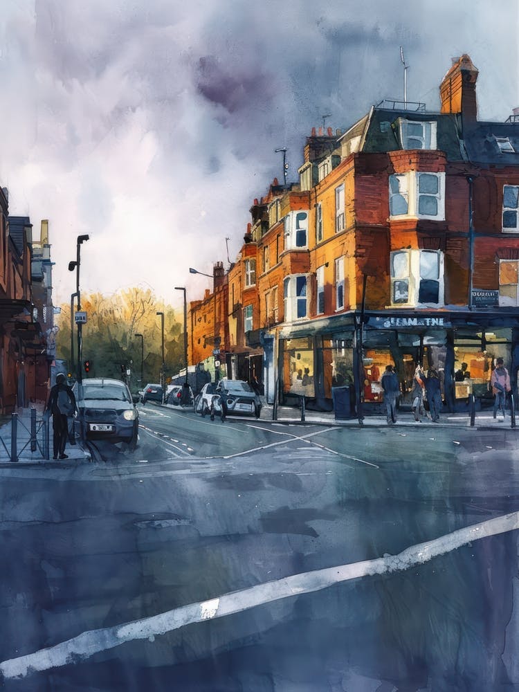 Barnet London Borough   Street Watercolour 3