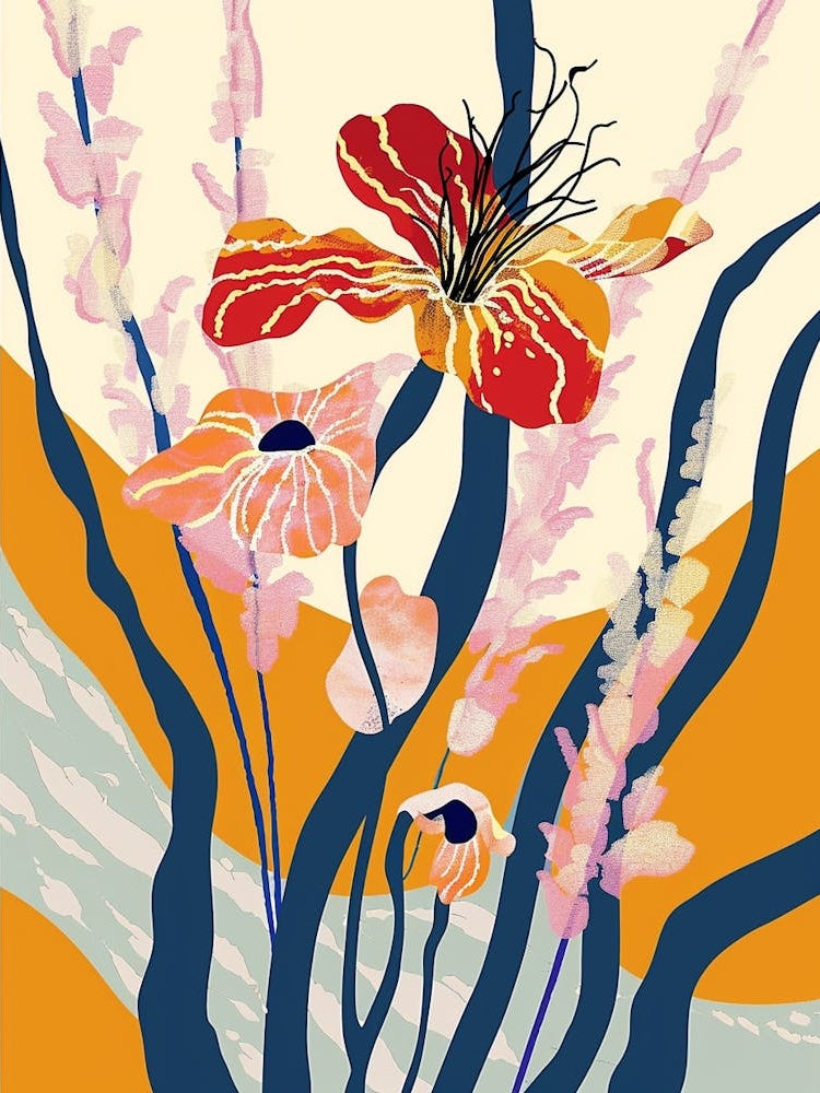 Colourful Flower Illustration Flax Flower 2