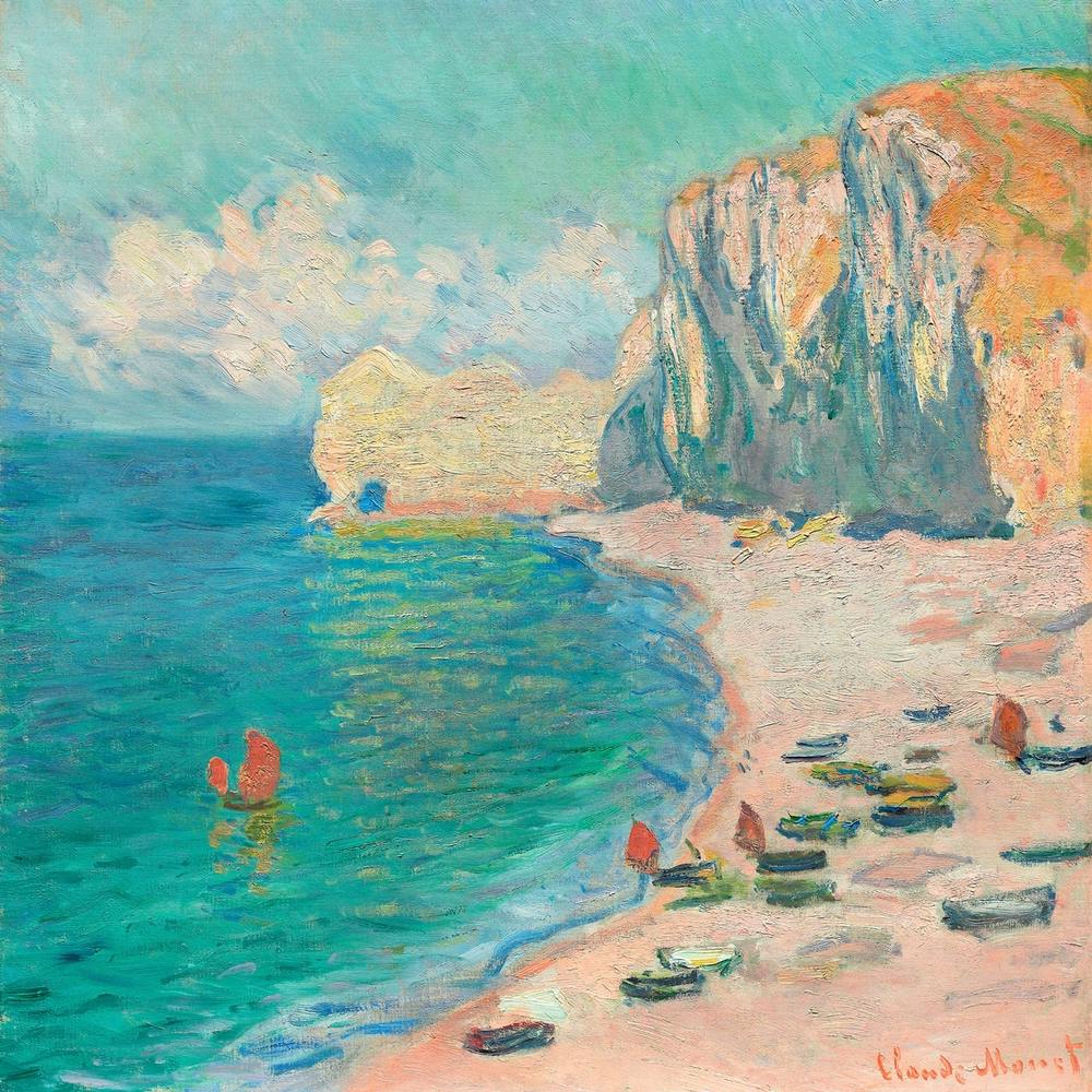 The Beach and the Falaise d'Amont by Claude Monet (1885)
