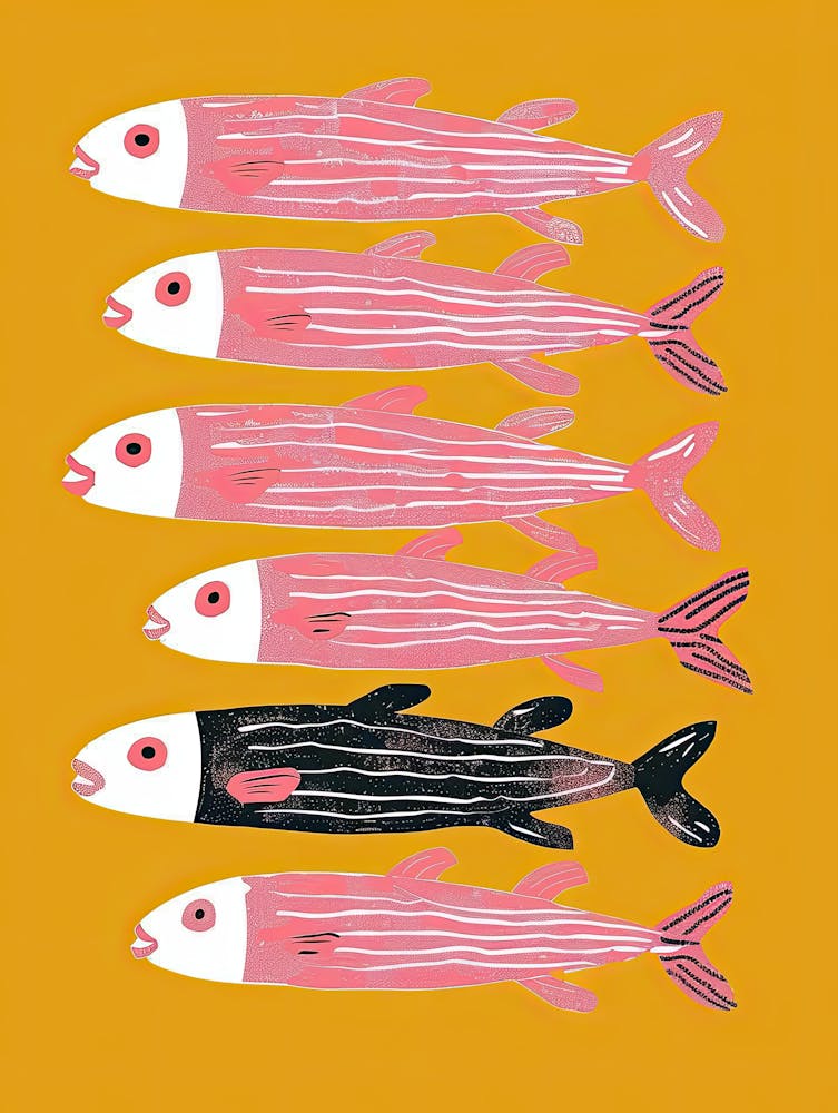 Schwarz-Weiße Strömungen Fischposter