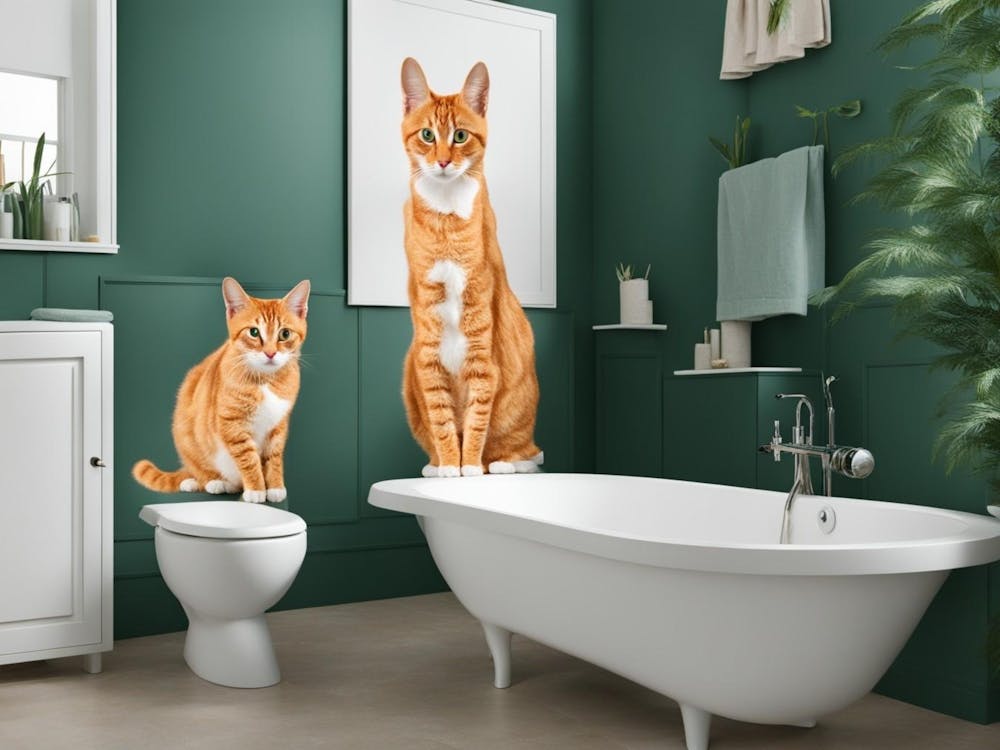 Two Cats In Bathroom