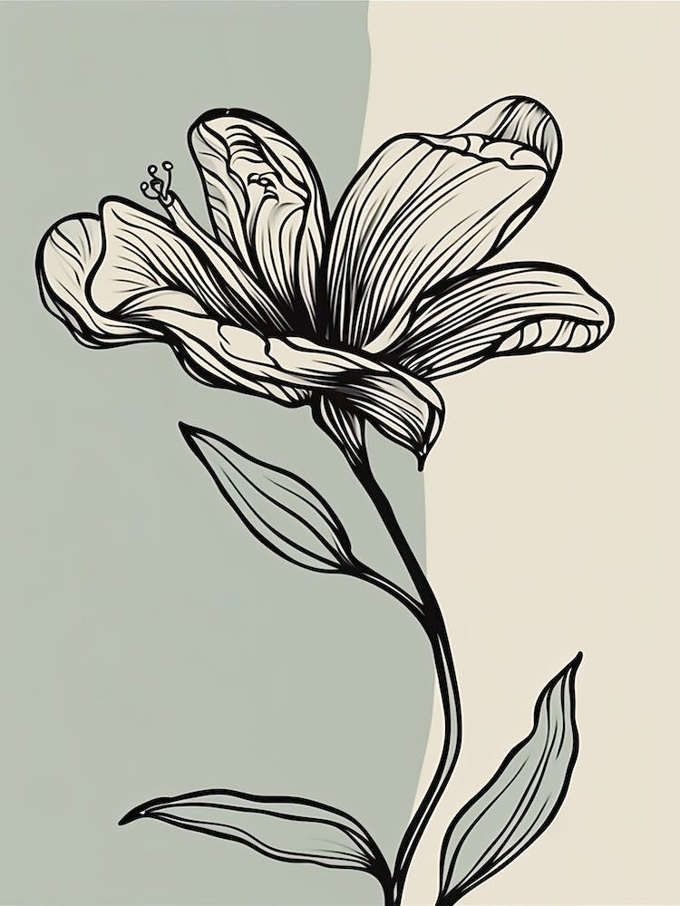 Lilies Line Art Flowers Illustration Neutral 18