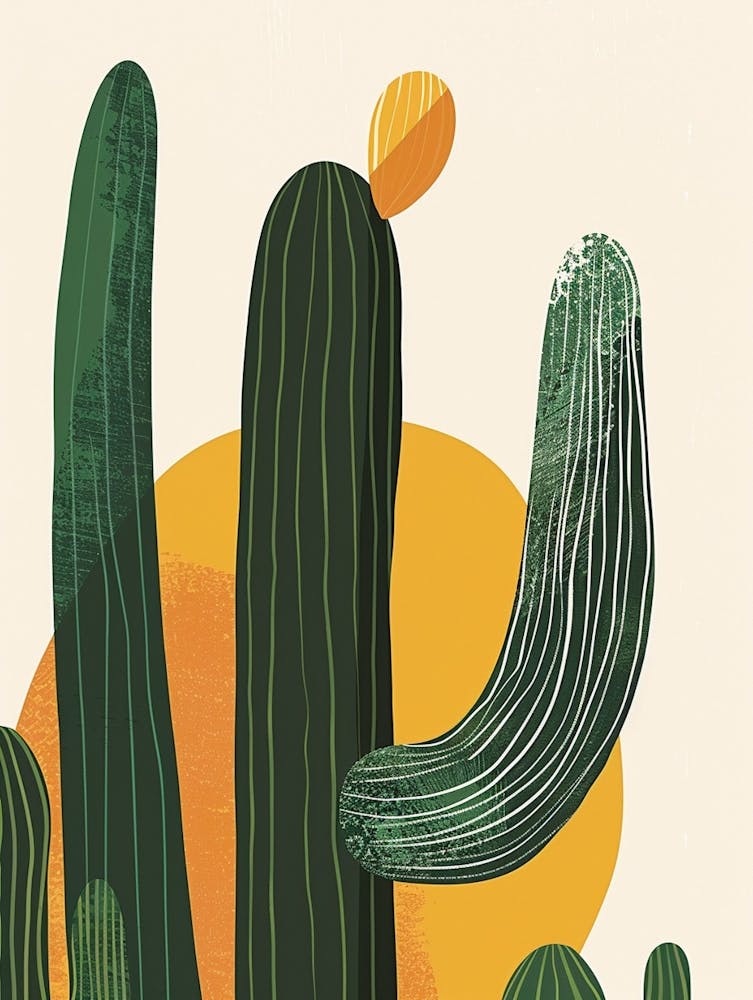 Rat Tail Cactus Minimalist Abstract Illustration 6
