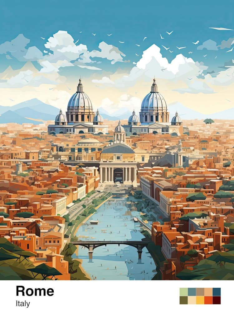 Rome, Italy, Geometric Illustration 1 Poster