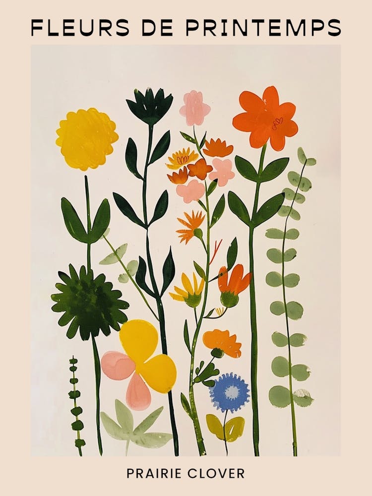 Spring Floral French Poster  Prairie Clover 3