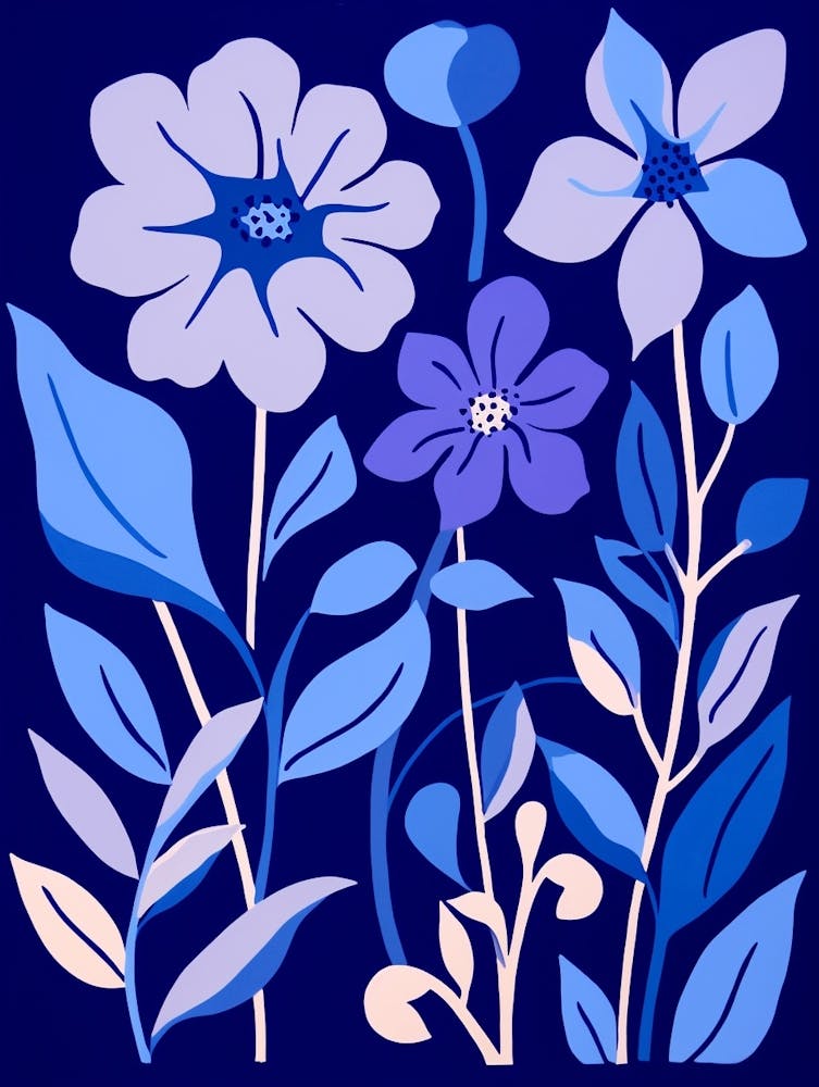 Blue Flower Illustration Periwinkle 1