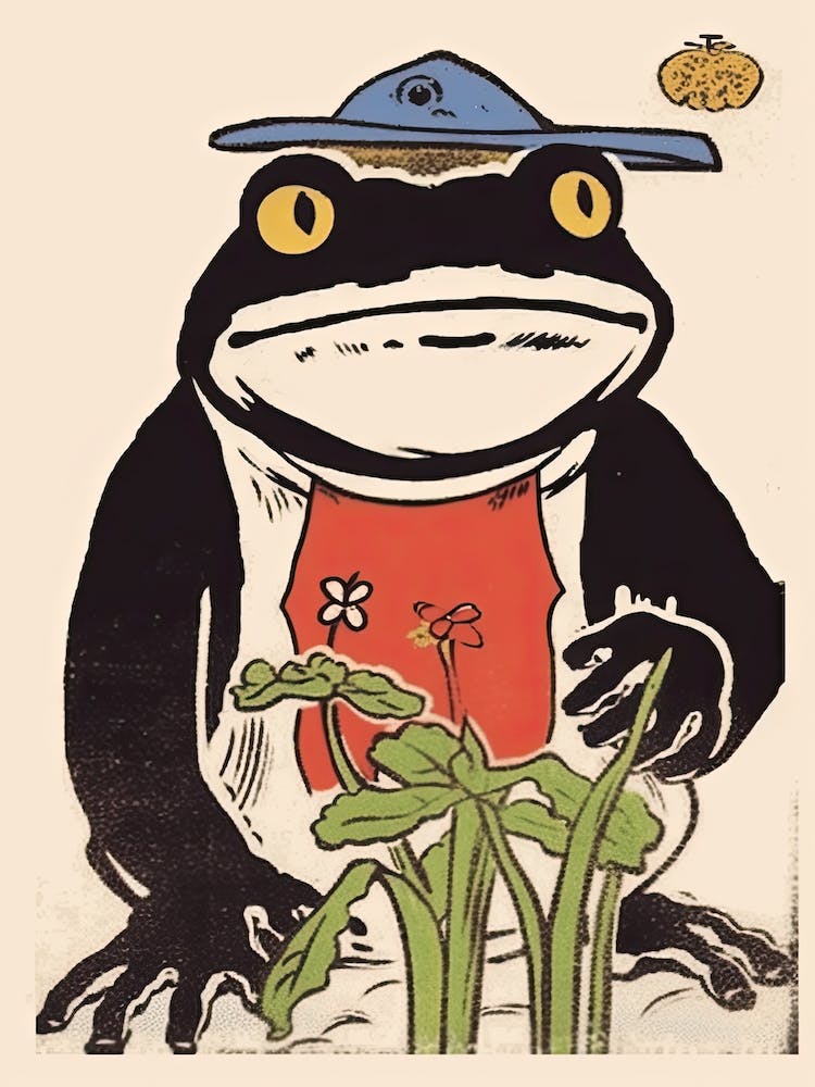 Frog In The Garden,  Matsumoto Hoji Inspired Japanese 7