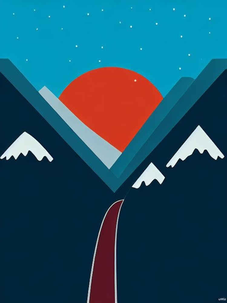 Nozawa Onsen, Japan Modern Illustration Skiing Poster