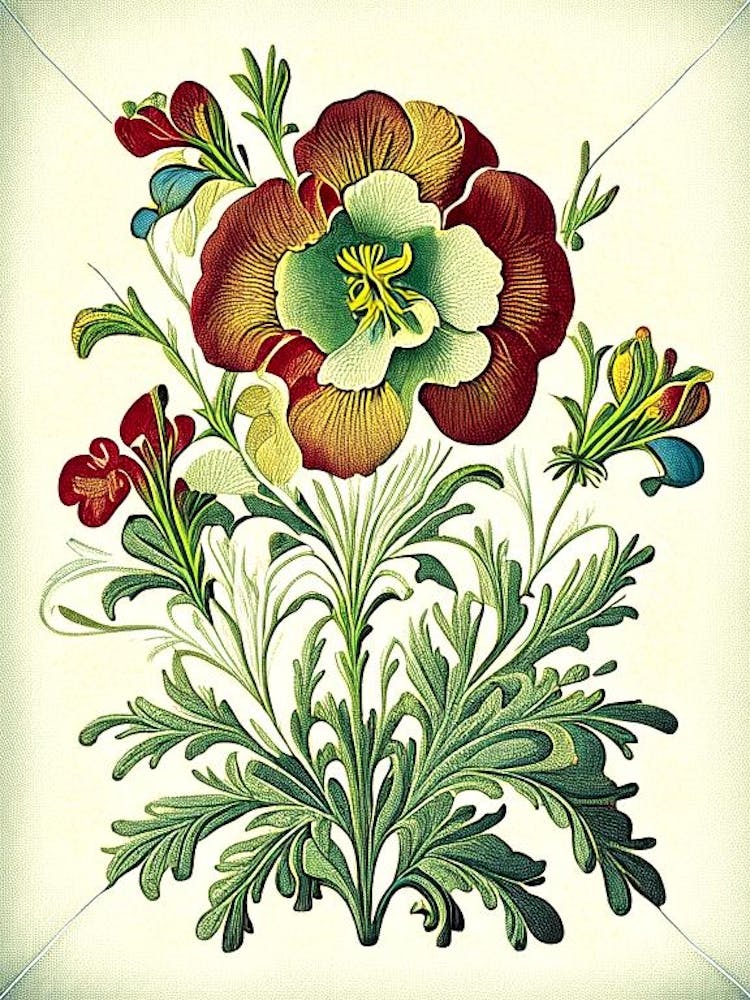 Wallflower 2 Floral Botanical Vintage Poster Flower