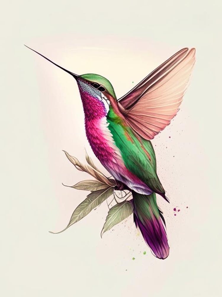 Anna S Hummingbird Retro Drawing 2