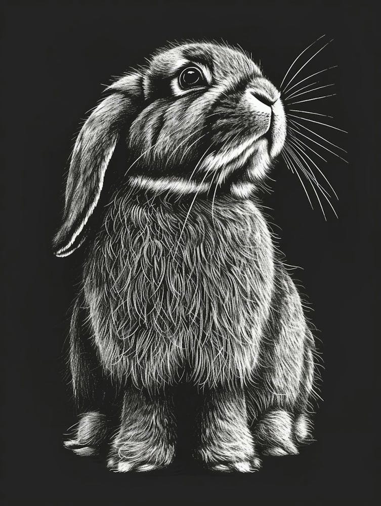 French Lop Blockprint Rabbit Illustration 3