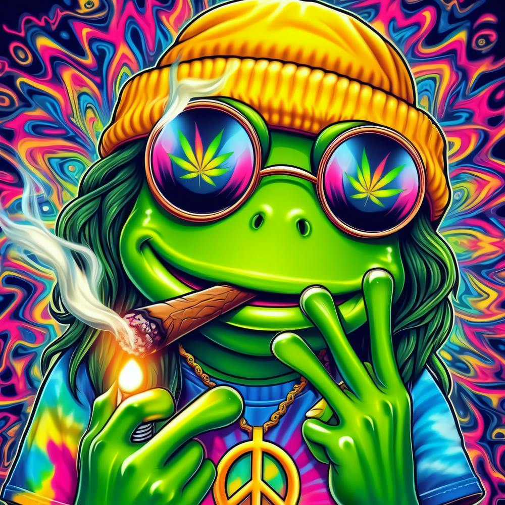 Frog Smoking Weed