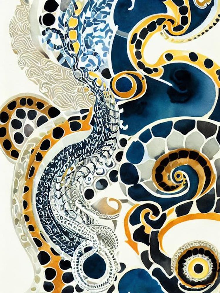 Mimic Octopus Vintage Graphic Watercolour