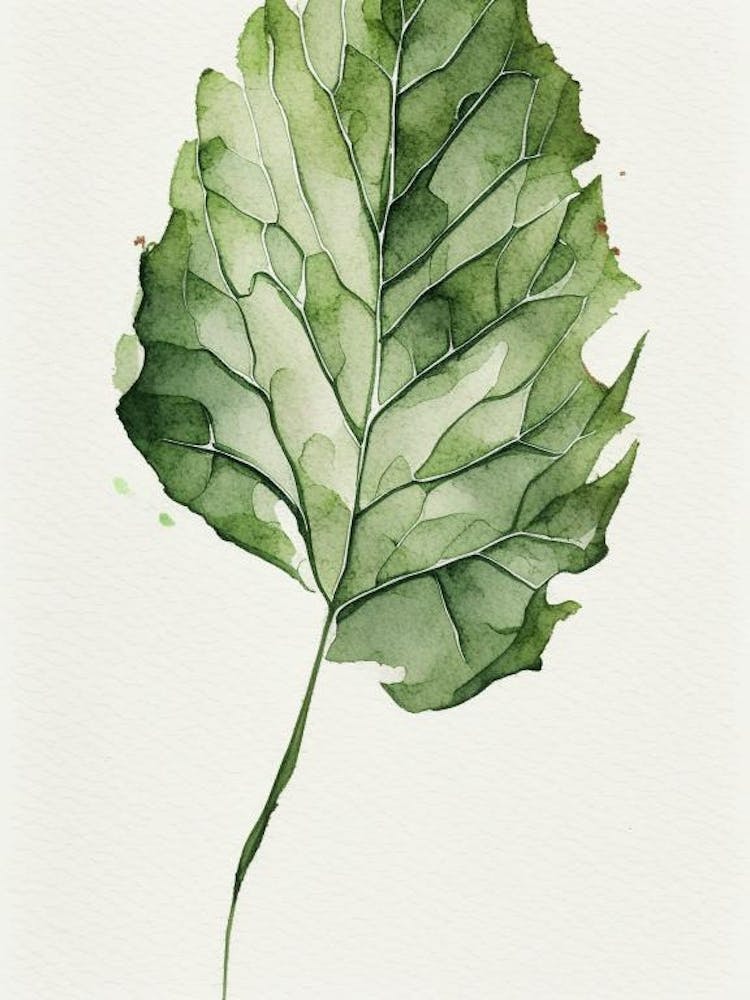 Wild Lettuce Leaf Minimalist Watercolour 2
