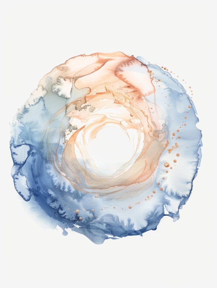 Blue And Orange Watercolor Painting