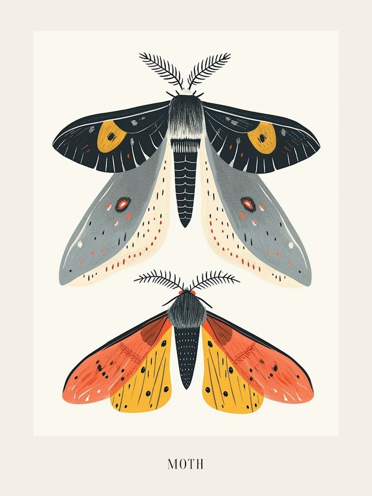 Colourful Insect Illustration Moth 52 Poster
