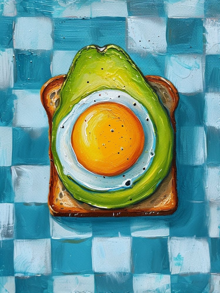 Avocado Egg On Toast Blue Checkerboard 3