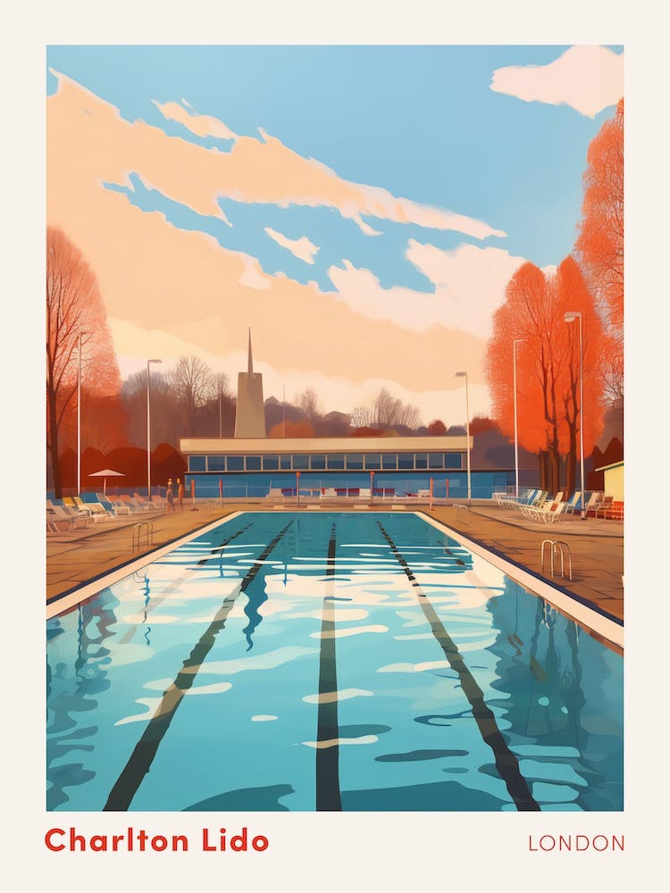 Charlton Lido London Swimming Poster