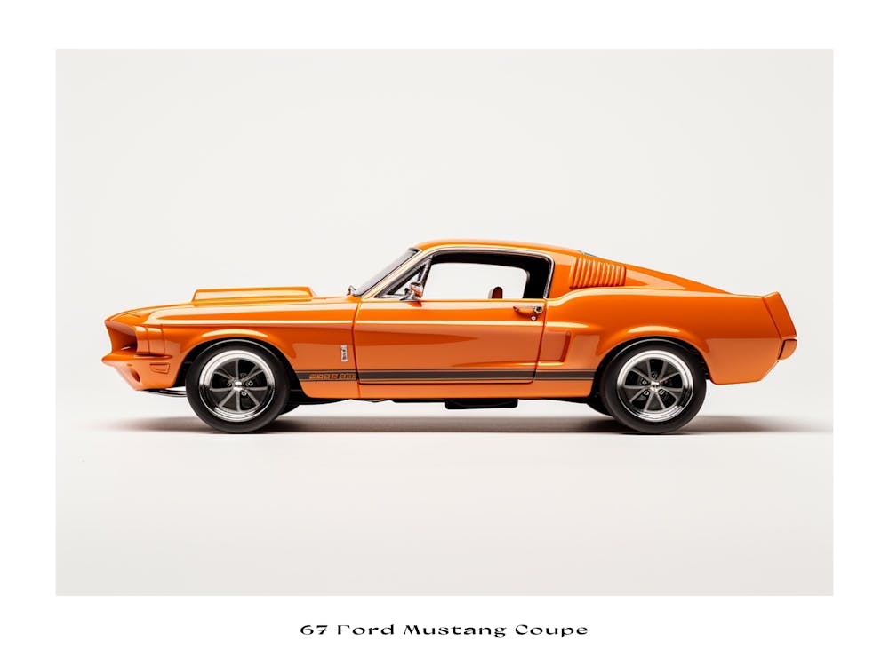 Toy Car 67 Ford Mustang Coupe Orange Poster