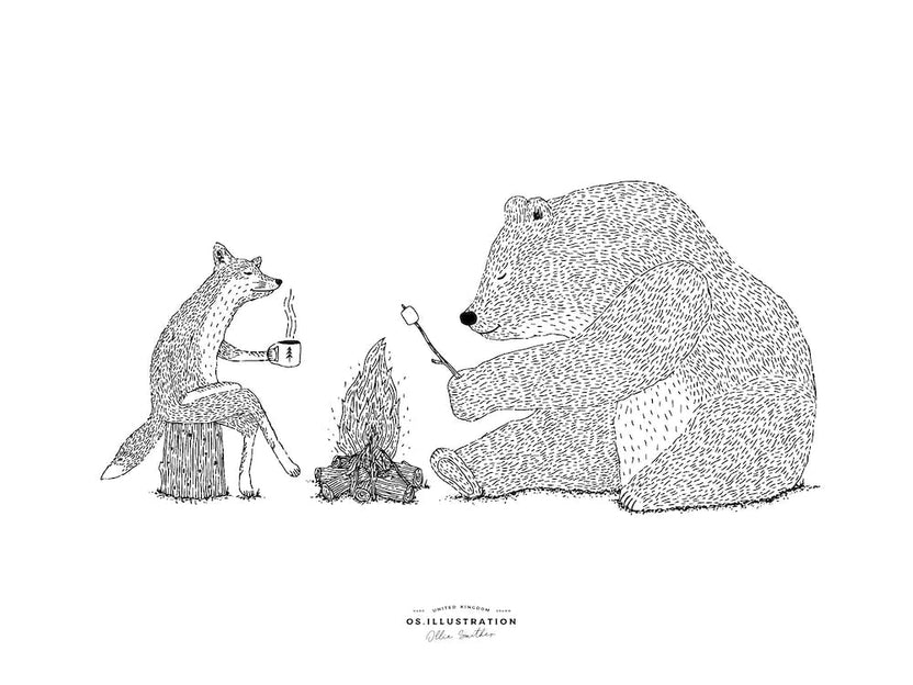 Little Joys   Fox & Bear Fineline Illustration